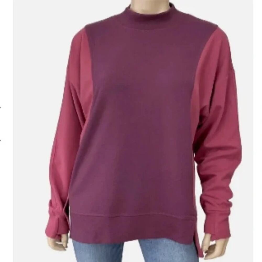Athleta Colorblock Mock Neck Pullover Sweatshirt Womens Small Activewear Workout